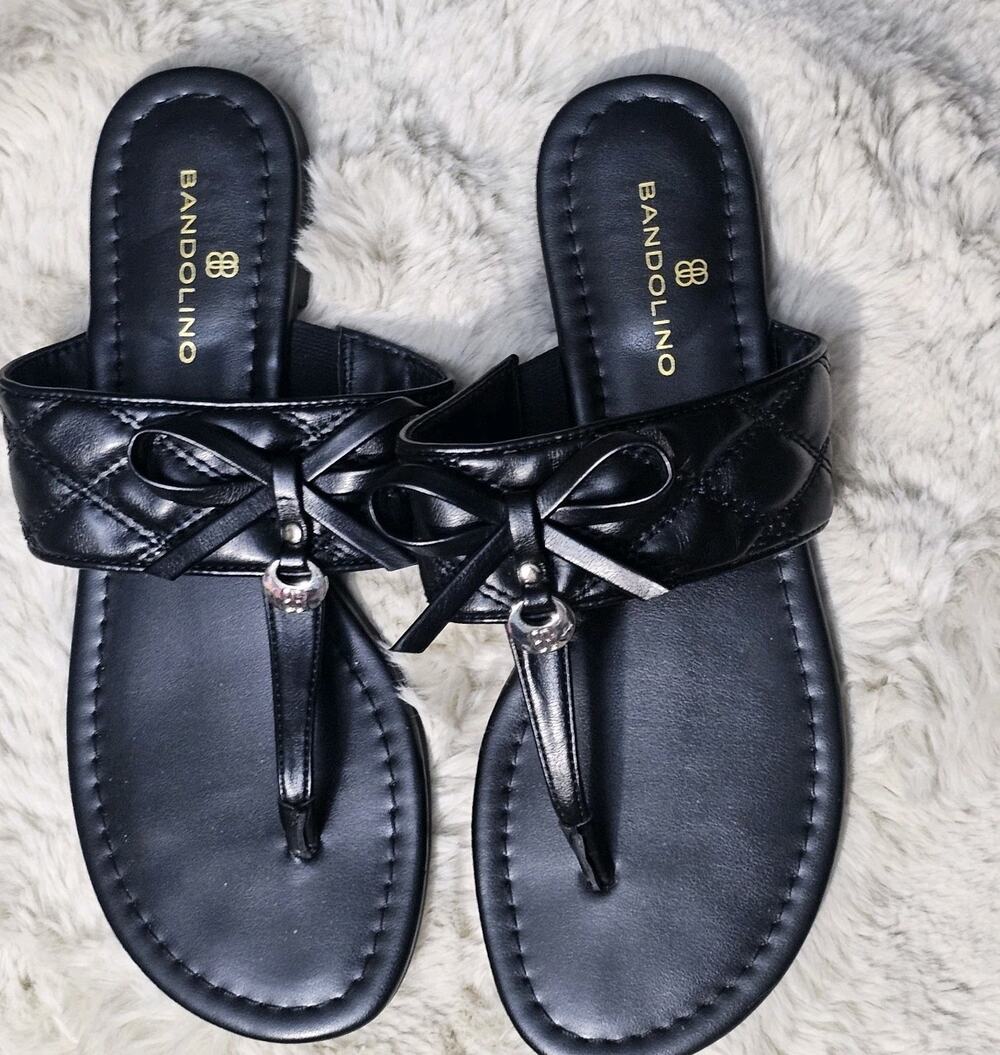 Bandolino Kyliyn Black Open Toe Size 6M Women's Sandals
